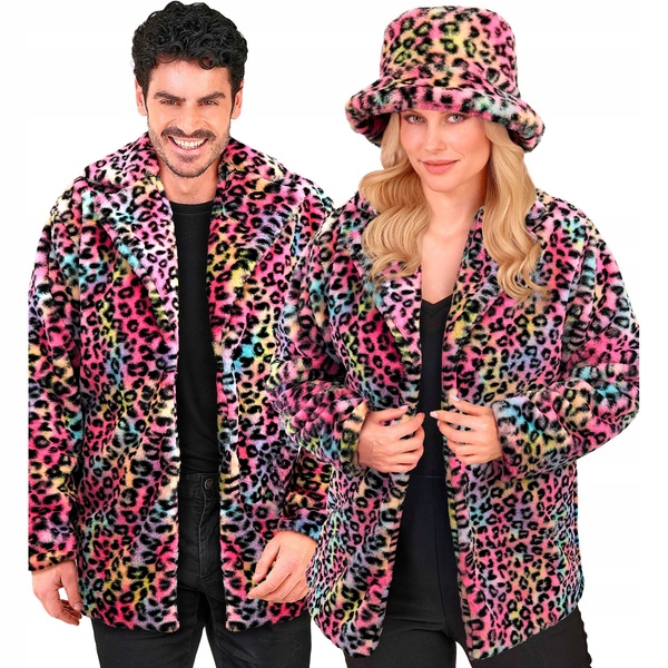 Kožešina unisex leopard panterka multicolor z retro plyše XXL
