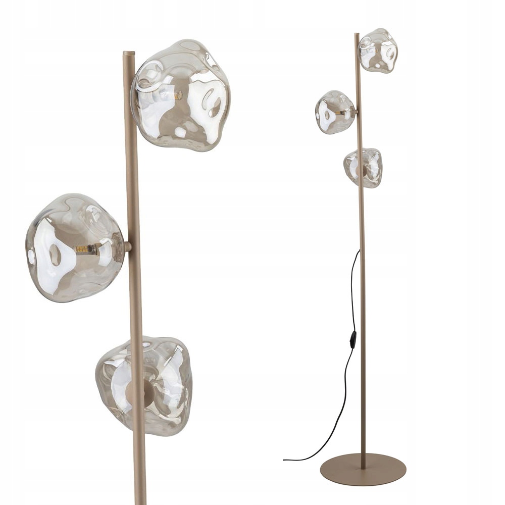 Tk Lighting Lampa podłogowa z 3 szklanymi kloszami do salonu 3xG9 glamour