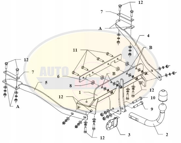 Hak holowniczy odkręcany BMW 7 E38 1994-2001 B07 Producent Auto-hak