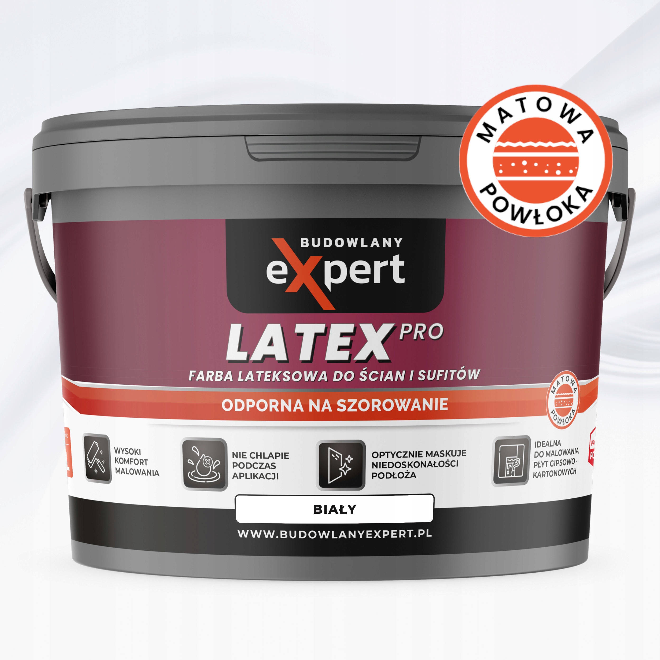 FARBA LATEKSOWA MATOWA DO MALOWANIA ŚCIAN I SUFITÓW ODPORNA NA SZOROWANIE