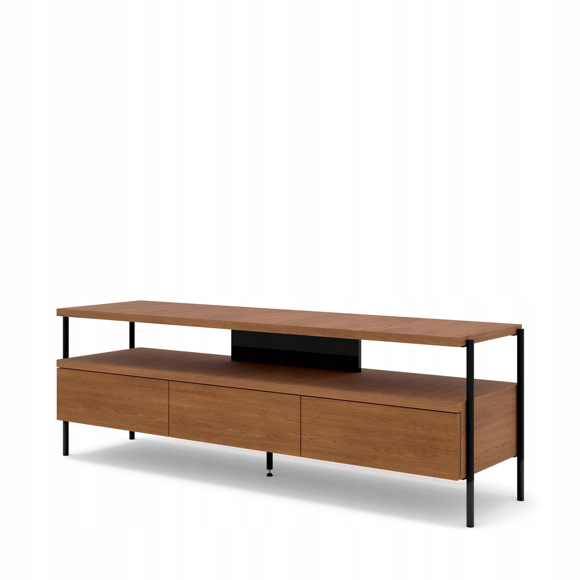 Rtv skříňka Puffin 154 cm 3S třešeň dýha lakované kovové nohy