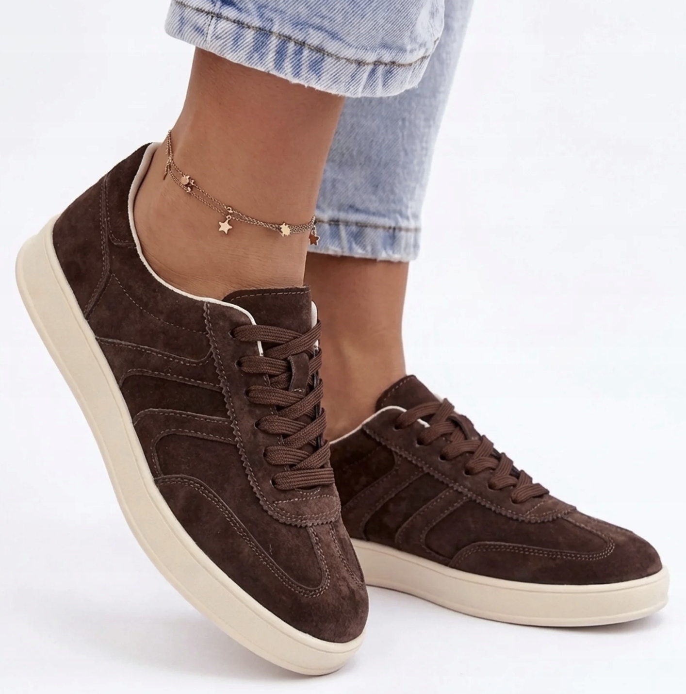 Czekoladowe Półbuty Sneakersy Damskie Vinceza 95400 Trampki Buty Brązowe 37