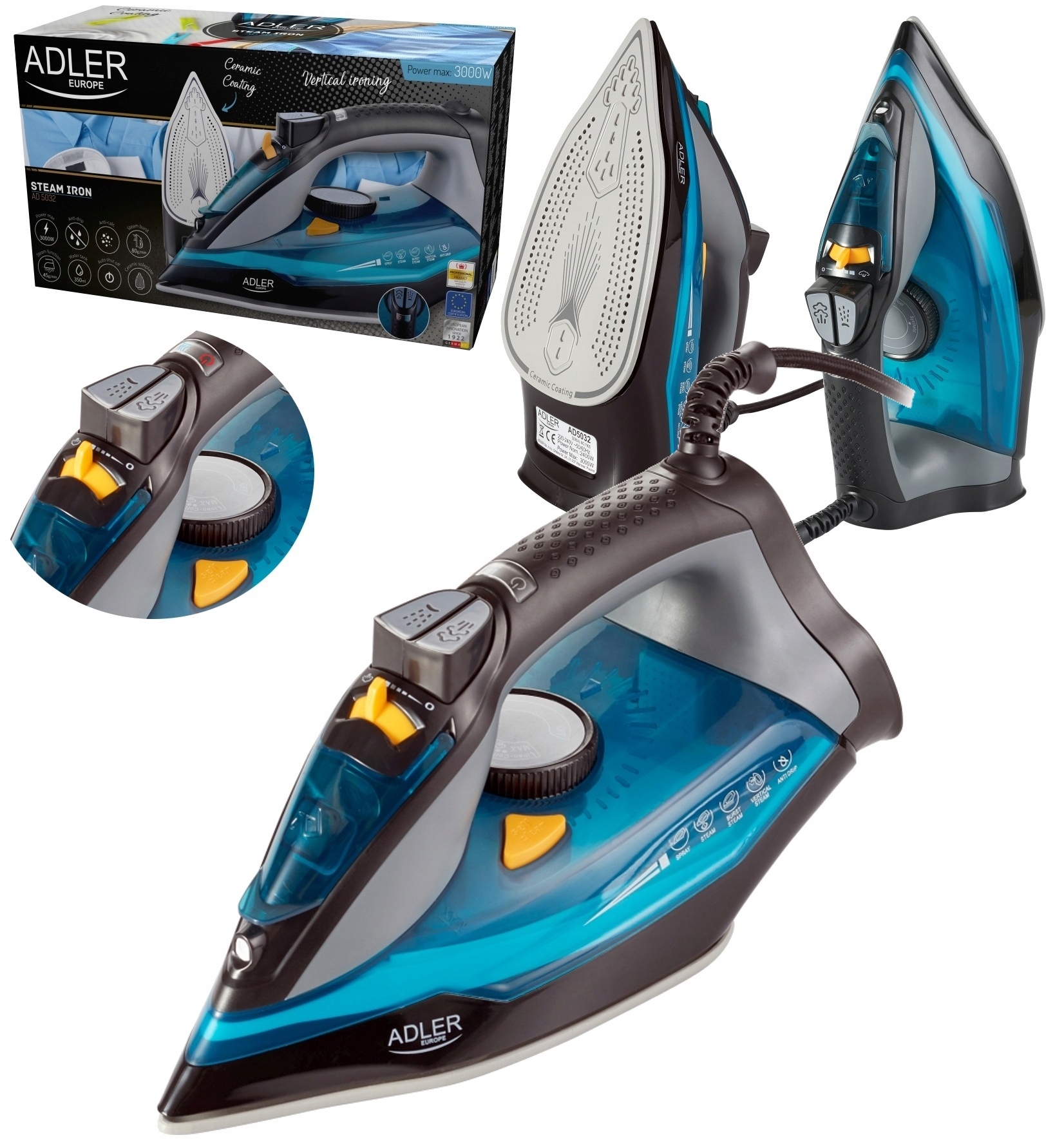 Žehlička 3000W Hasič Anti-calc Anti-drip