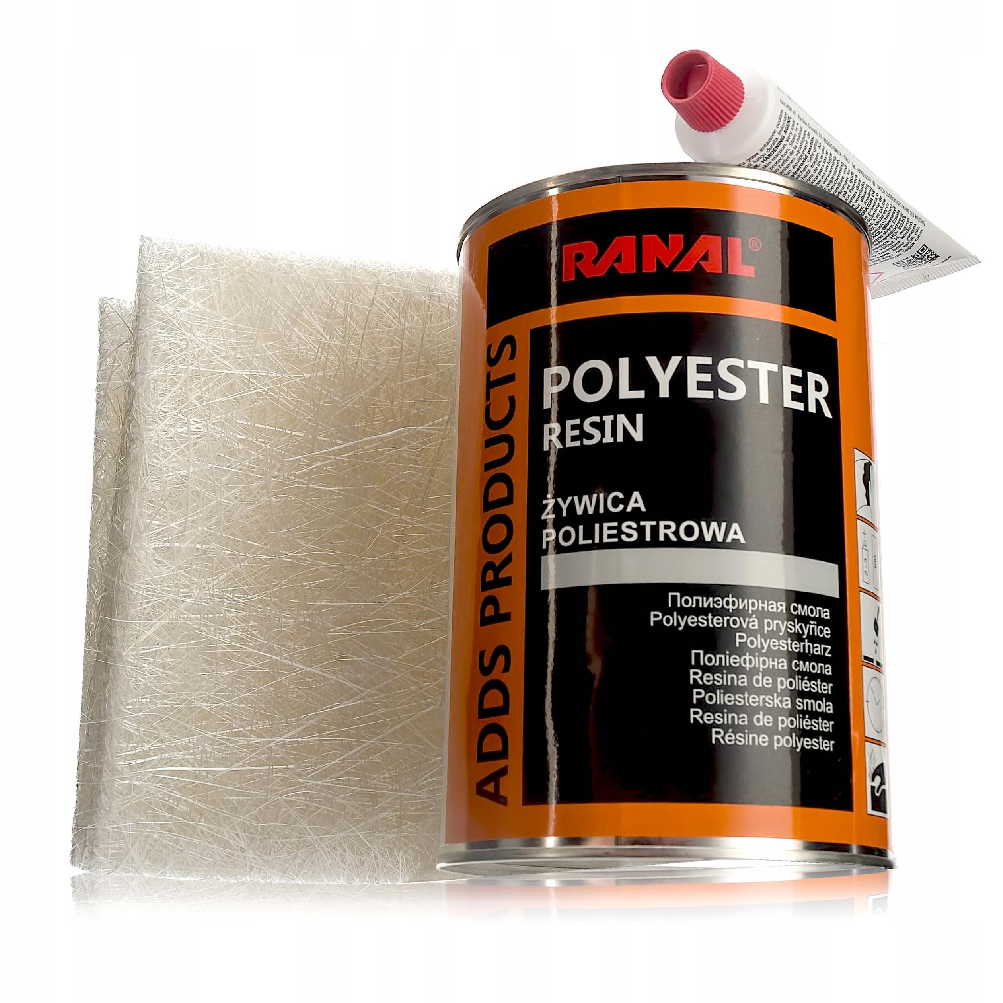 Żywica Poliestrowa + Mata Szklana Utwardzacz Duży Zestaw Naprawczy RANAL