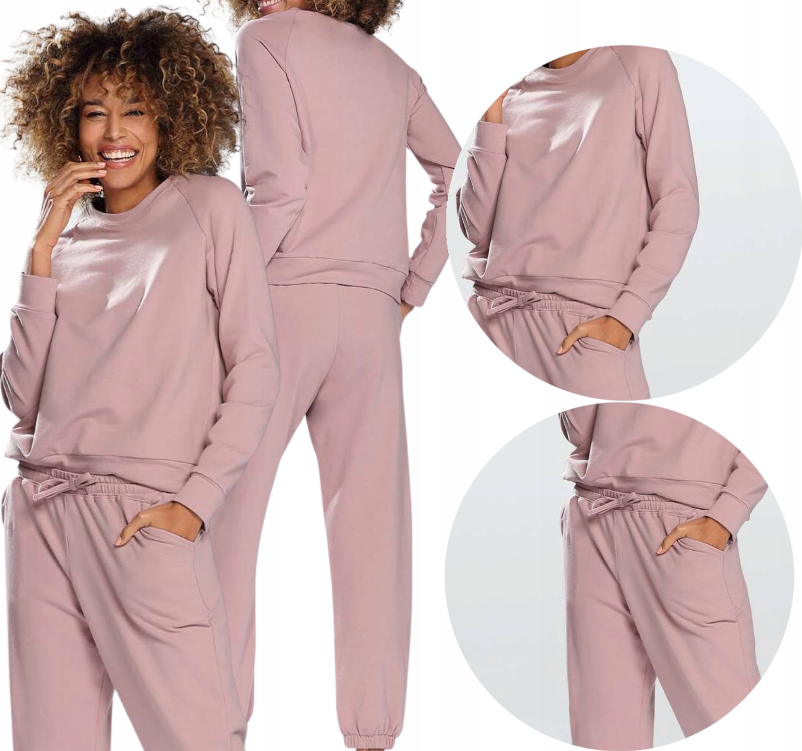 

Nowoczesny miły modny komplet/dres M pudrowy