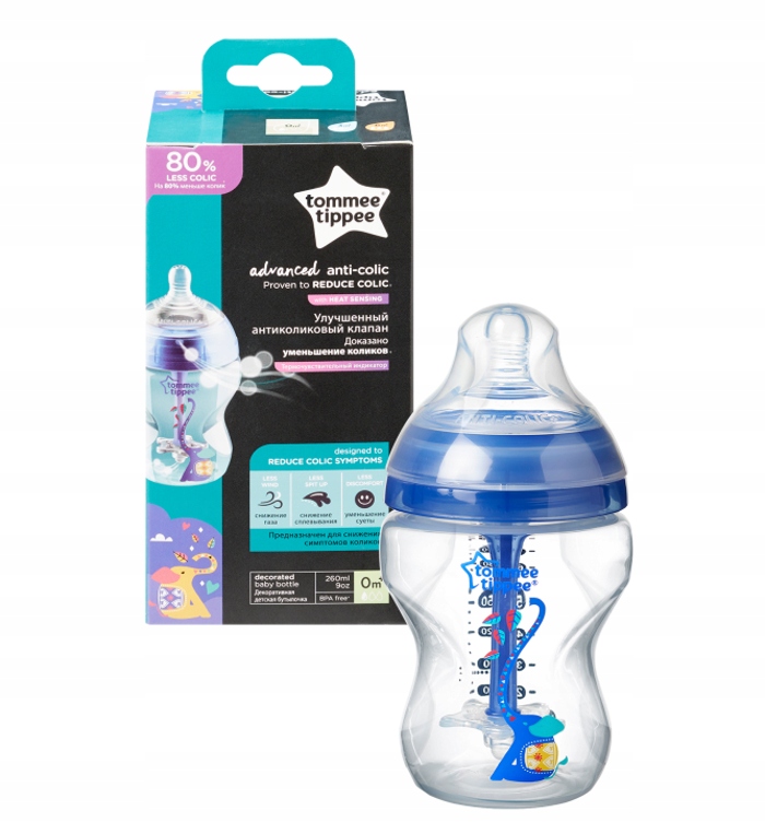 TOMMEE TIPPEE BUTELKA ANTYKOLKOWA 260 ml CZUJNIK