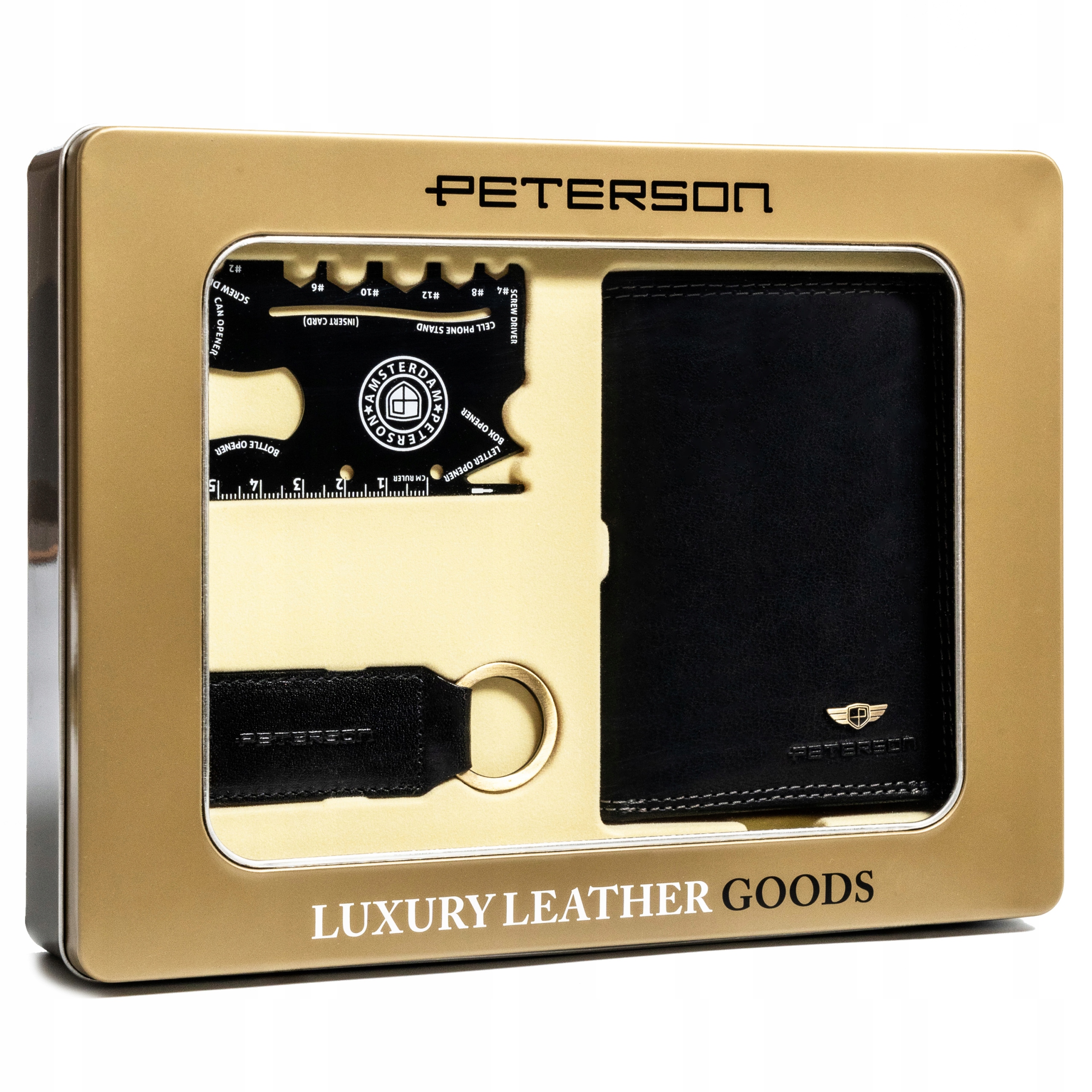 Pánská klasická peněženka Peterson černá dárková sada na Vánoce