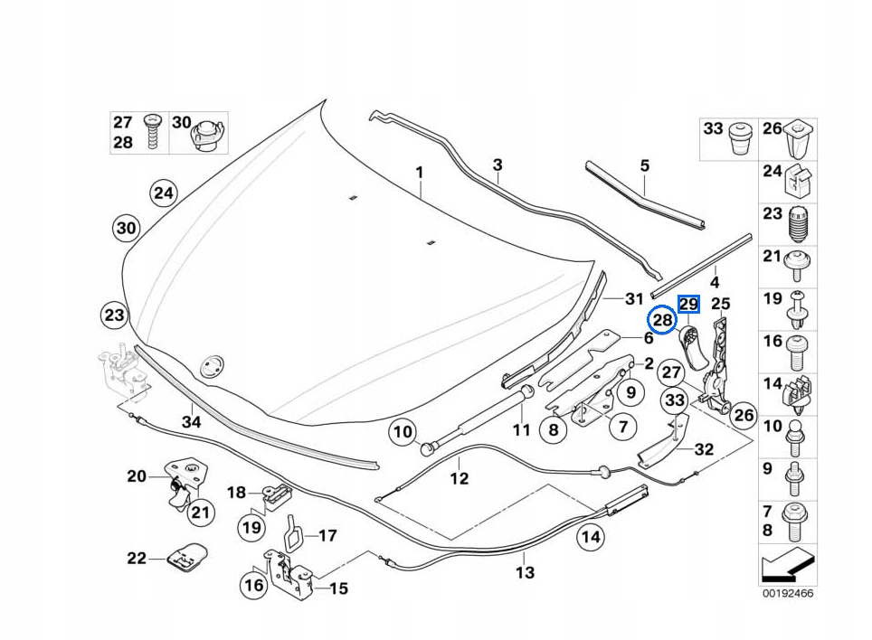 BMW OE Dźwignia otwierania maski BMW E60/61 E63/64 Producent części BMW OE