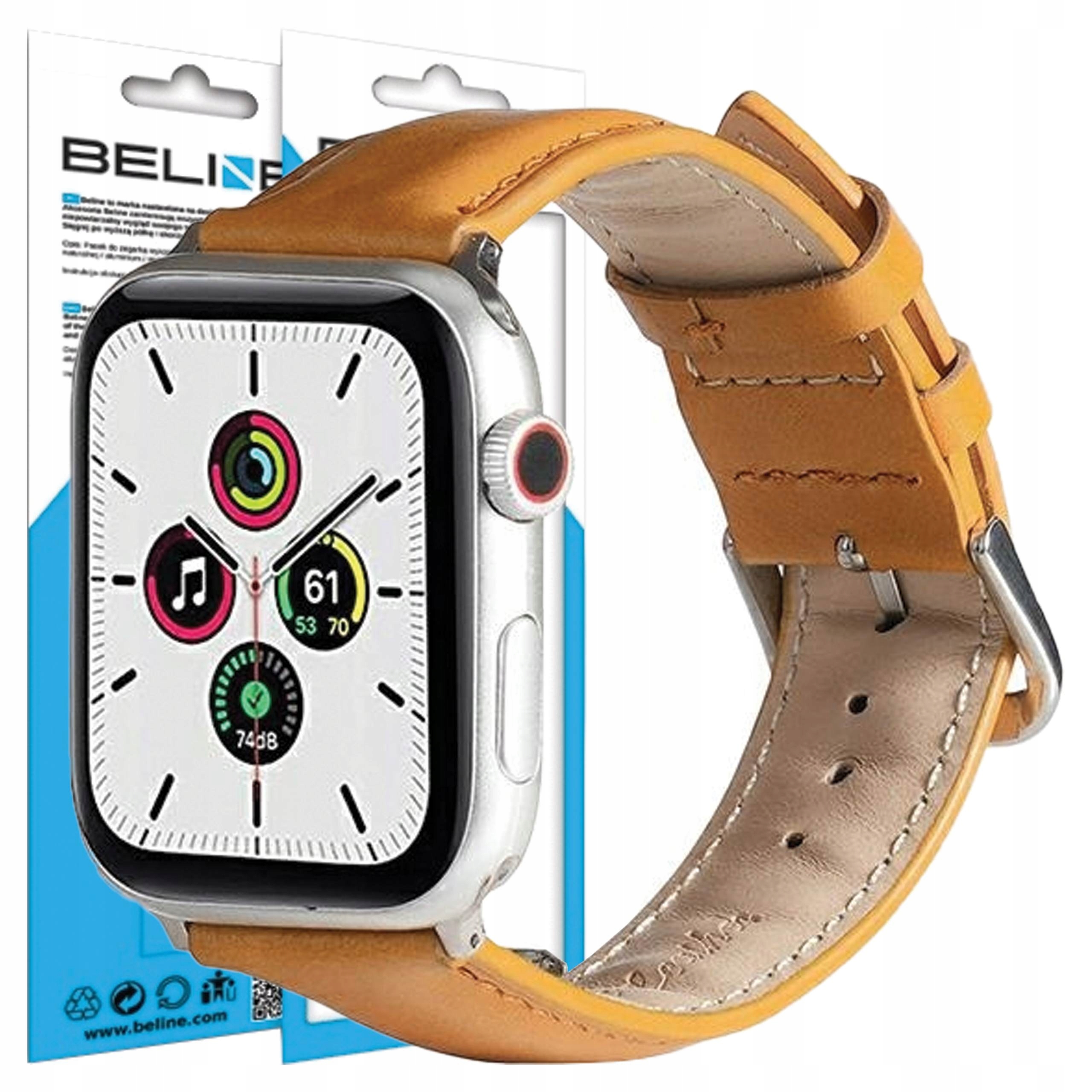 Beline Pasek Skórzany Do Apple Watch 38 40 41MM Jasny Brąz Wysokiej