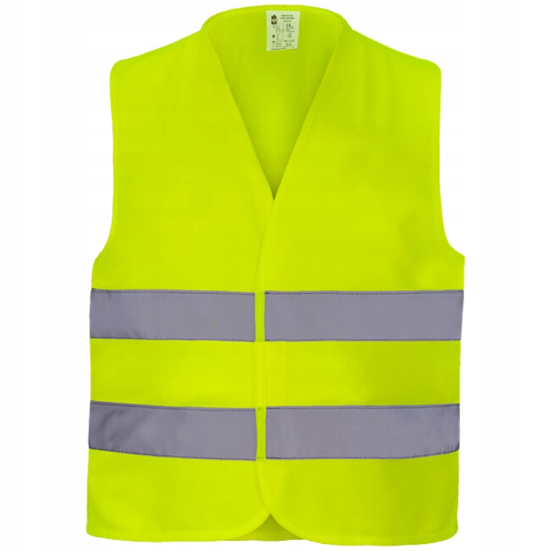 Kamizelka ODBLASKOWA OSTRZEGAWCZA DROGOWA z pasami żółta BHP Hi-Vis CE EAN (GTIN) 5902869735411