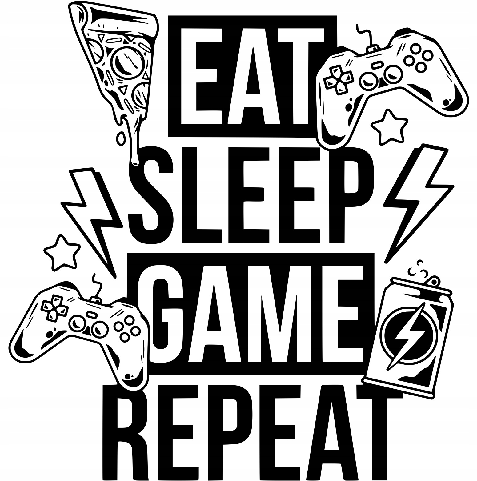 

Naklejka na ścianę Eat Sleep Game Repeat 94x98
