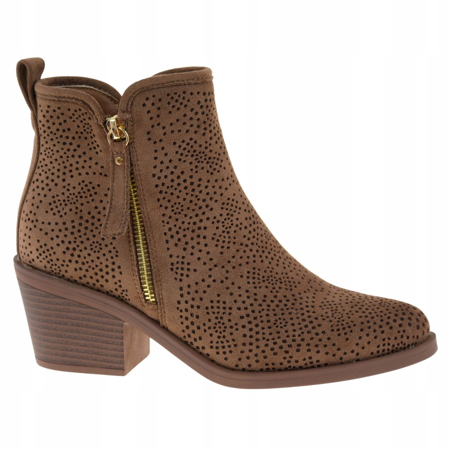 Dámské kotníkové boty kovbojské boty módní S.Barski HY52-538 hnědé coffee na podpatku 41