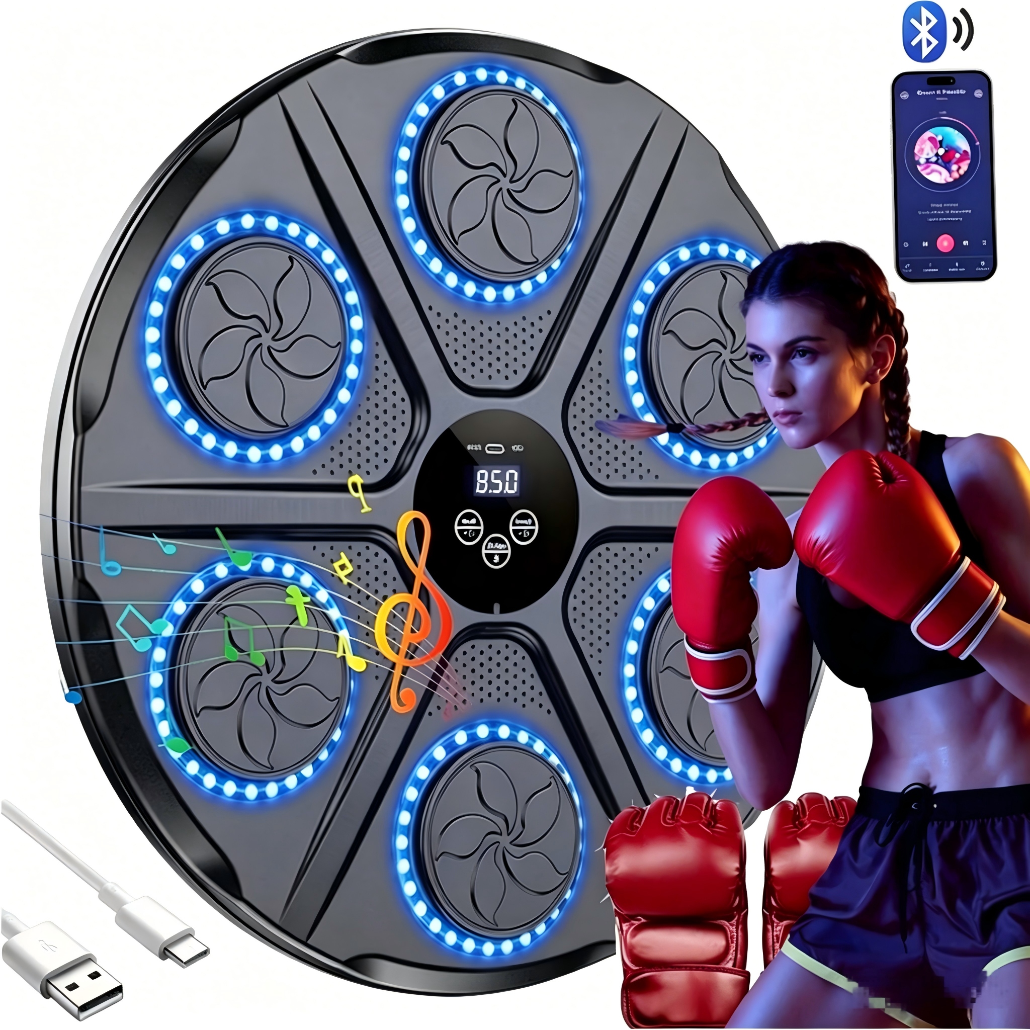 Boxovací Tabule Nástěnná elektronická tréninková deska Bluetooth hudba