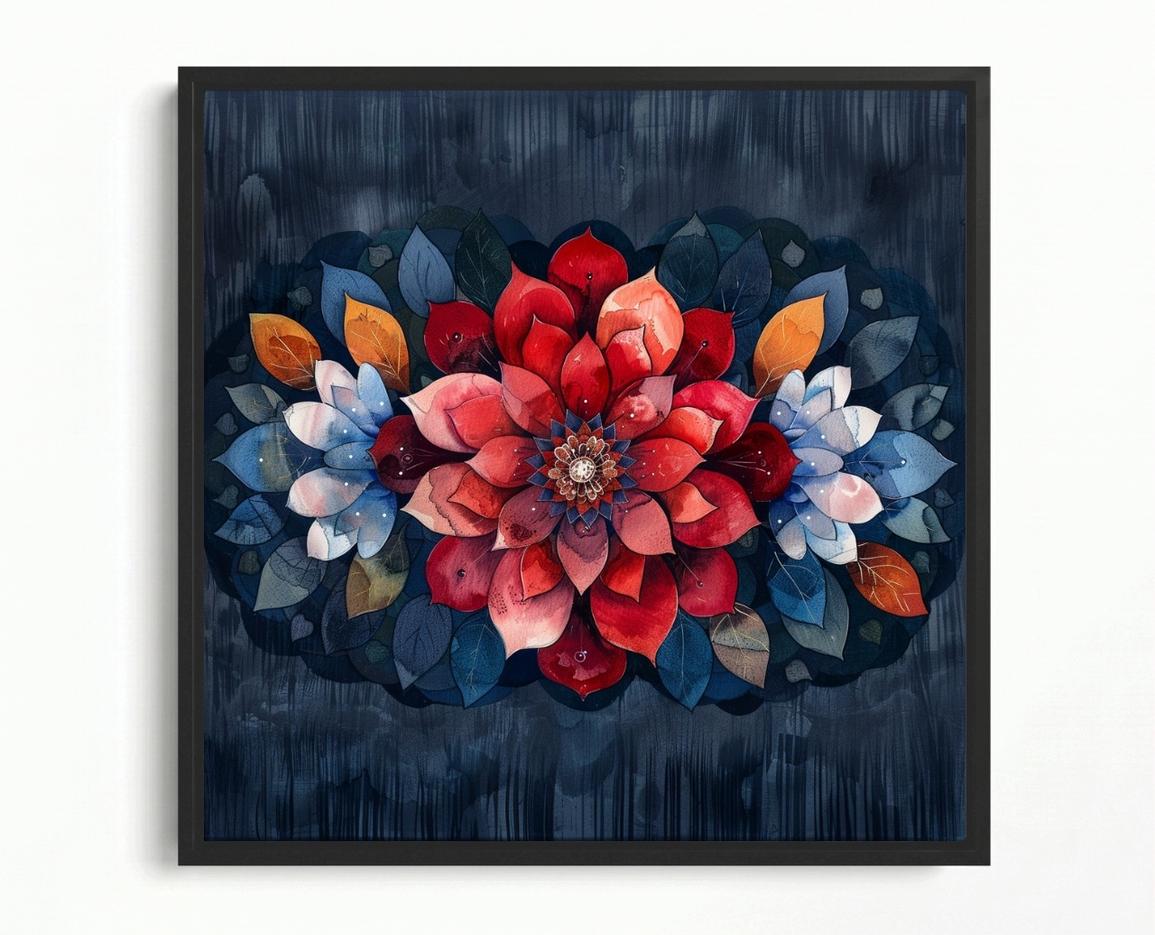 Obraz Rám American Box Akwarela Mandala Listy Farba Zen Wellbeing 60x60
