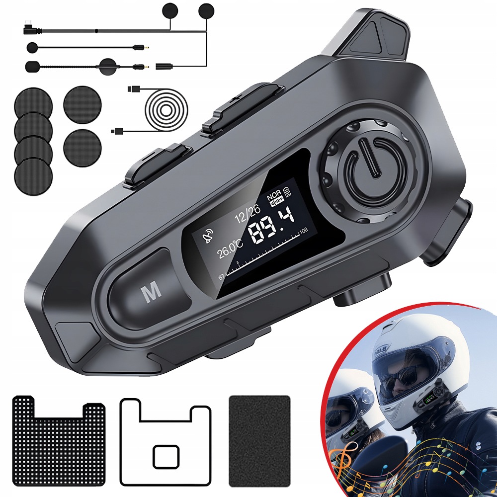 Intercom Interkom Do Kasku Motocyklowego Bluetooth 5.4 Na Kask Słuchawki