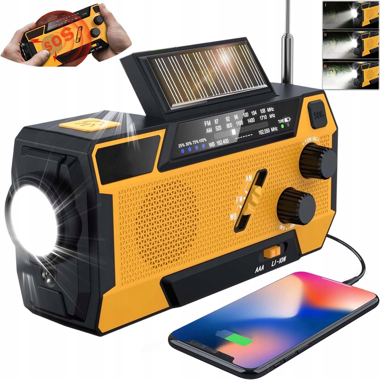 Mini Přenosné Solární Nouzové Stavební Rádio Na Kliku, Baterie, Powerbanka