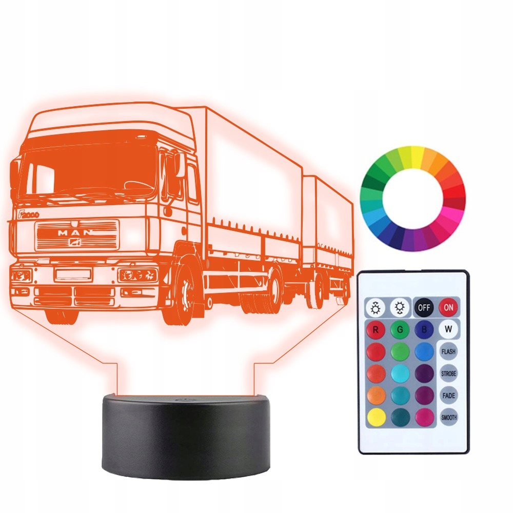 

Lampka Nocna 3D Led Tir Ciężarówka Man Imię Grawer