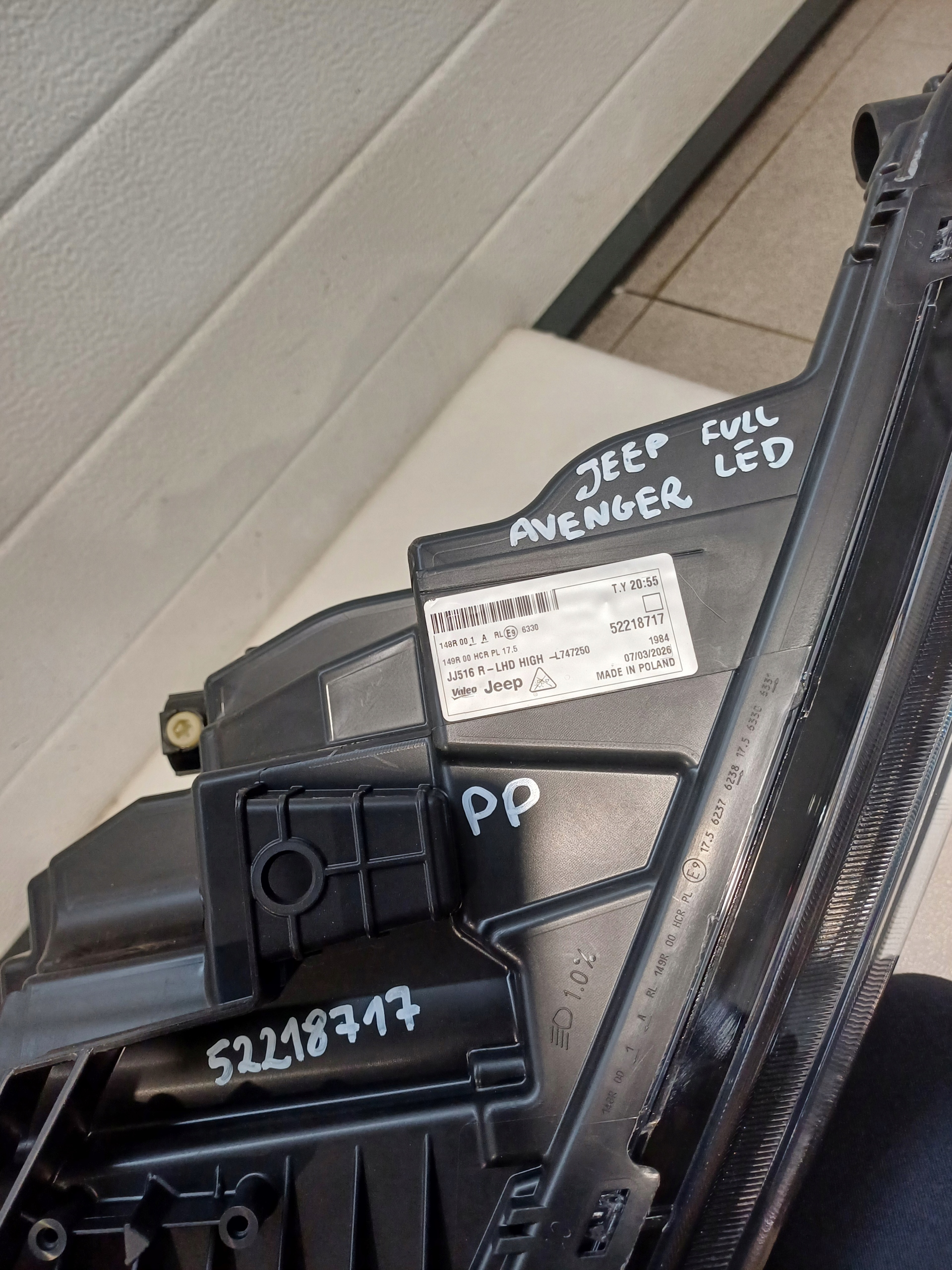light right front front JEEP AVENGER FULL LED EUROPA 52218717