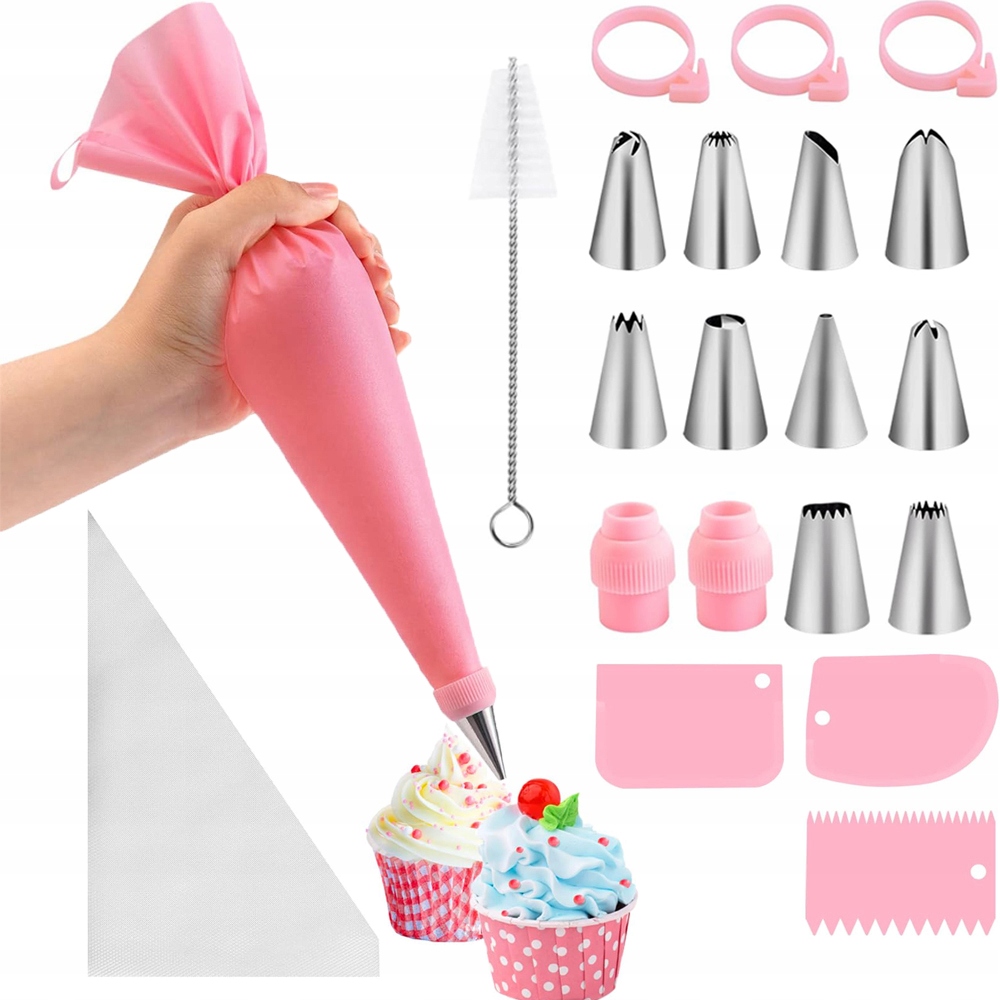 Levně Cukrářský Sáček Příslušenství Ke Zdobení Dortů Dortů Silikon Set 40 Ks Opakovaně Použitelný