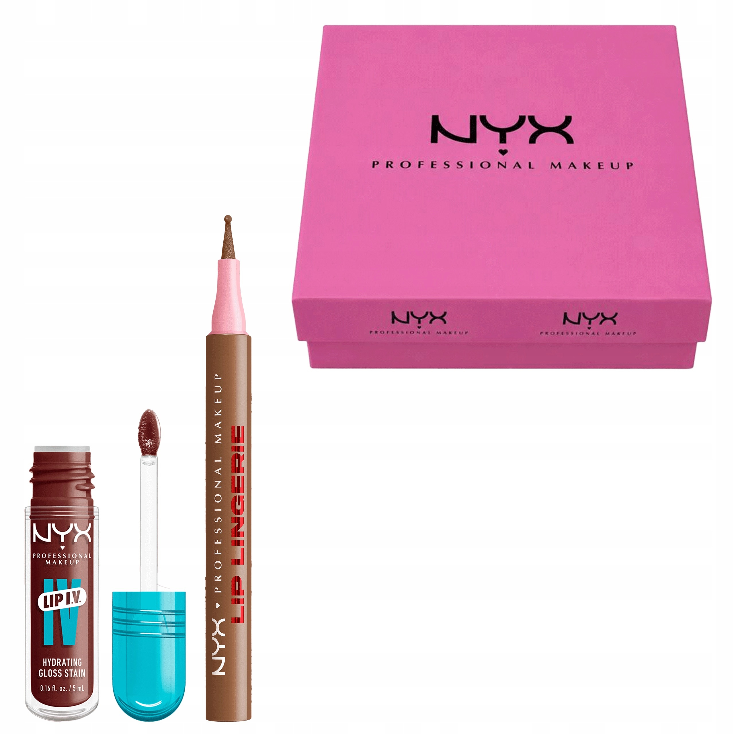 Zestaw Nyx Konturówka Lip Lingerie 4 Steamy Spice Błyszczyk Lip IV 05