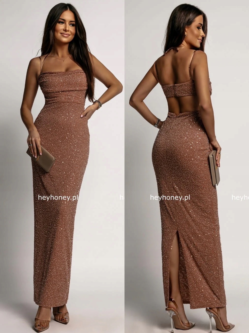 Šaty Maxi s odhalenými zády Béžová Goddess L