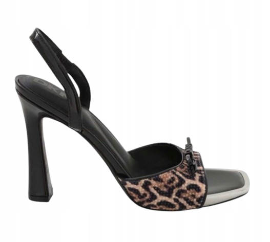 Dkny Černohnědé Sandály Na Podpatku S Panterovým Vzorem 40,5 T7A