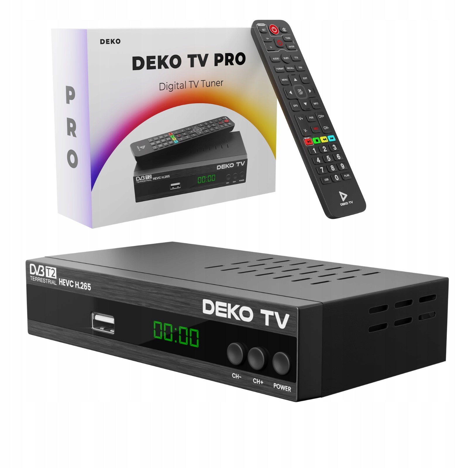 Tuner Dekodér DVBT2 DekoTV Pro pozemní televize DVB-T2 Hevc H.265 Deko