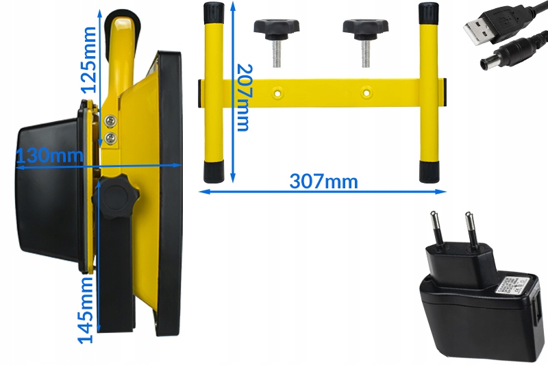 LAMPA LED AKUMULATOROWA BEZPRZEWODOWA Z UCHWYTEM NA STOJAKU 50W 2700lm Liczba diod 1