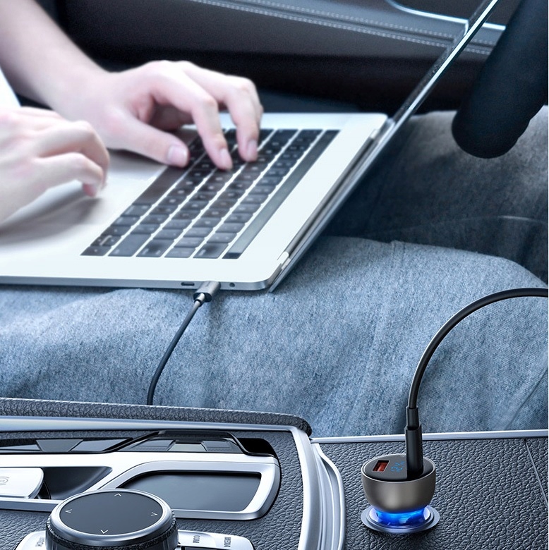 BASEUS SZYBKA ŁADOWARKA SAMOCHODOWA ZASILACZ DO AUTA USB-C USB 65W QC PD Złącza USB 3.1 typ C USB