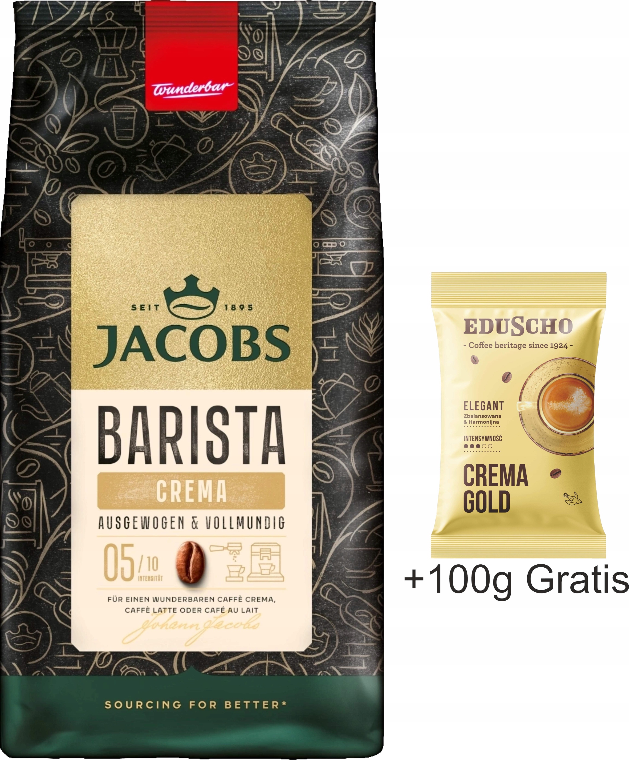 Levně Jacobs Barista Crema Káva zrna 1kg 100g Bonus