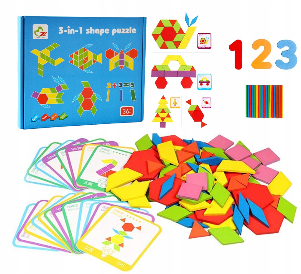 DREWNIANA UKŁADANKA GRA LOGICZNA MONTESSORI 3W1 EAN (GTIN) 5902001100176