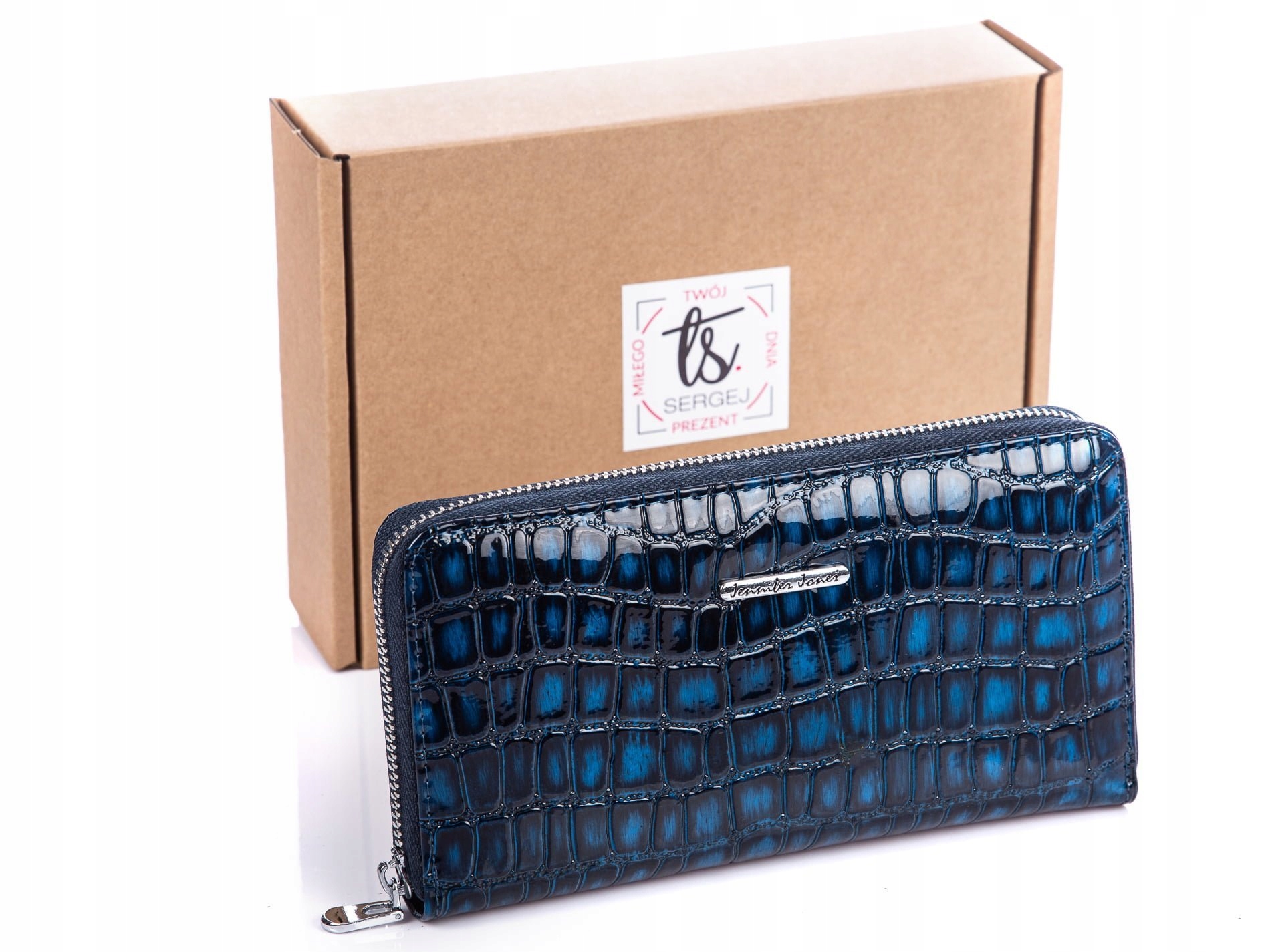 Dámská peněženka, penál se zapínáním kolem dokola na zip, modro-černá