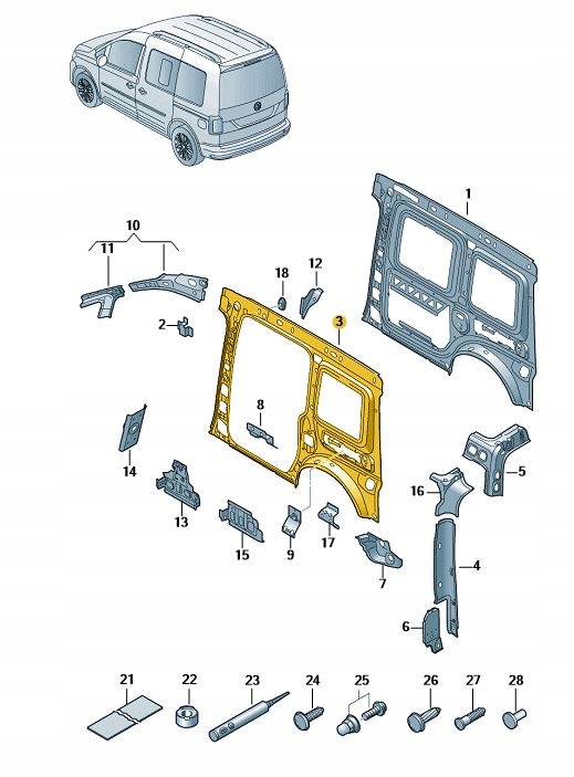CADDY III LIFT BOK POSZYCIE PLAT PRAWY 2K3809406F Part number 2K3809406F