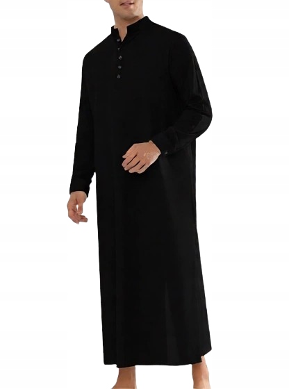 Dlouhá Pánská Noční Košile S Dlouhým Rukávem, Zapínání Na Knoflíky, Tunika, Bavlna, Velikost XL
