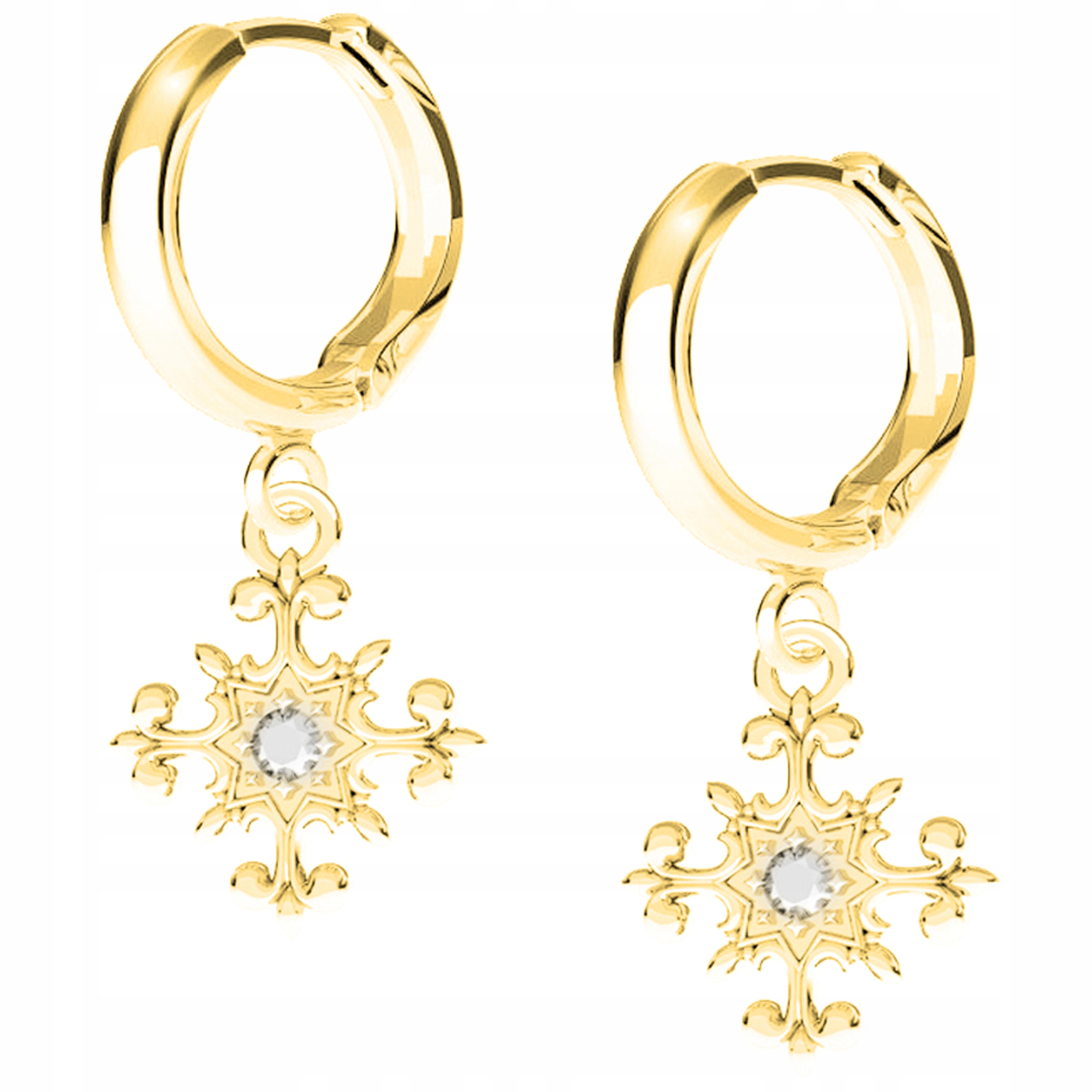 Náušnice zlaté Kříž Křížek stříbro 925