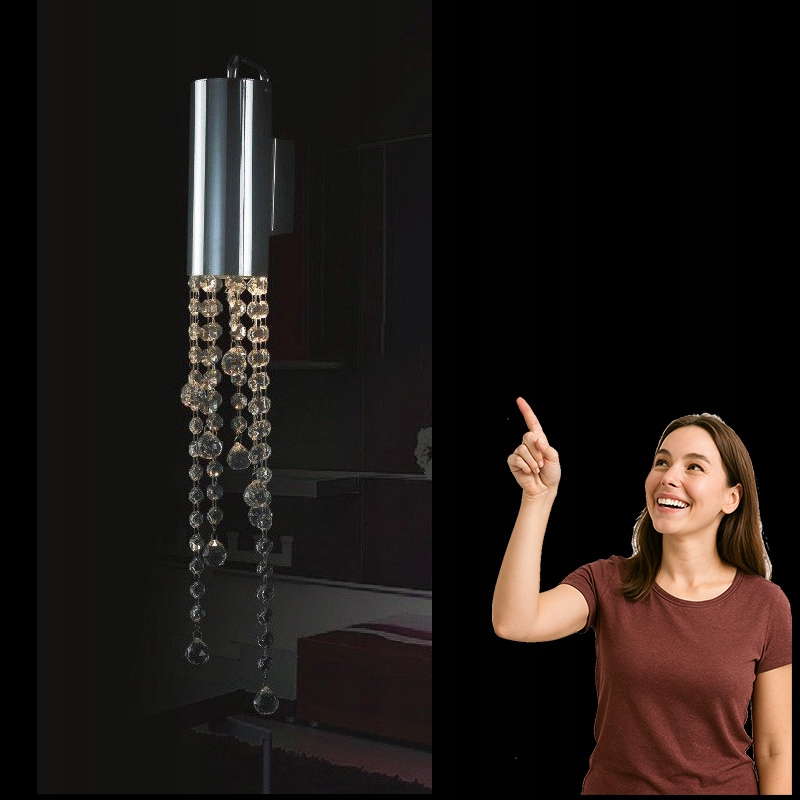Nástenné svietidlo Glamour Larix Chrom s kryštálom Séria Italux