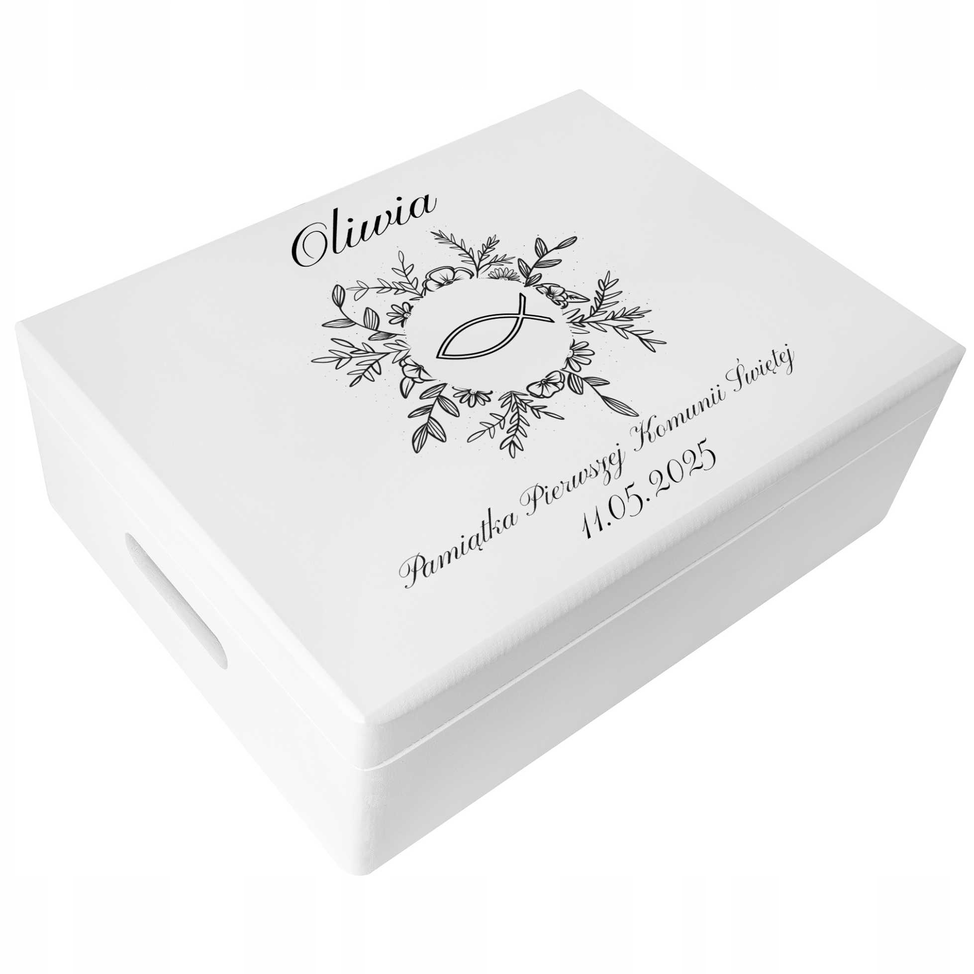 Krabička bílá dárek první svaté přijímání obálky suvenýry Bible potisk 40x30