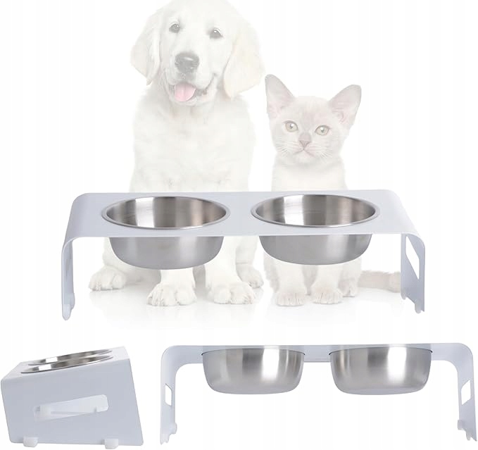 Levně 2X Vyvýšená Miska 320 ML, Bílý Stojan Na Krmivo Pro Kočky A Malé Psy