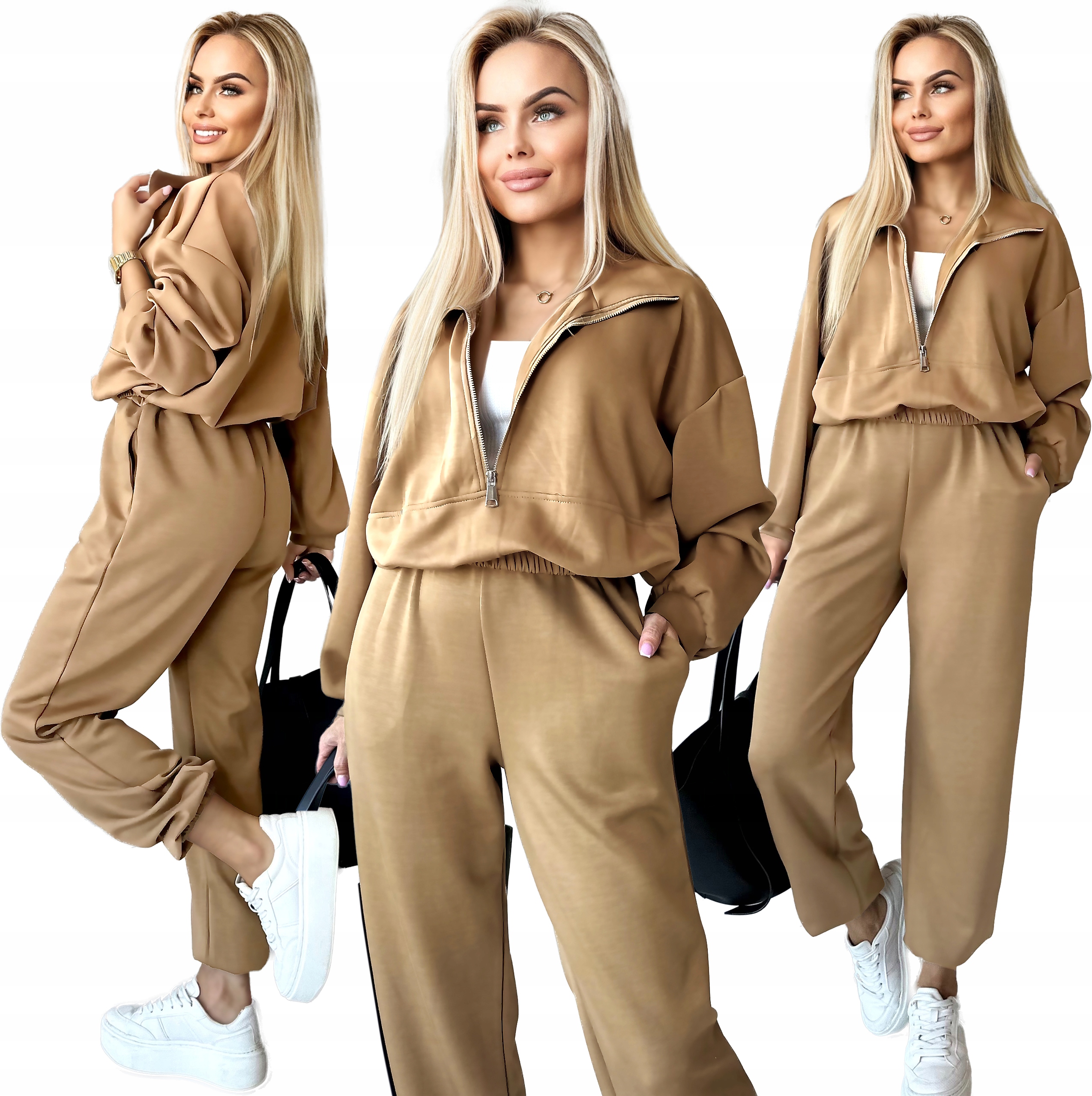 tepláková souprava Teplákovka dámské kalhoty mikina na zip, módní sportovní stojáček Scx