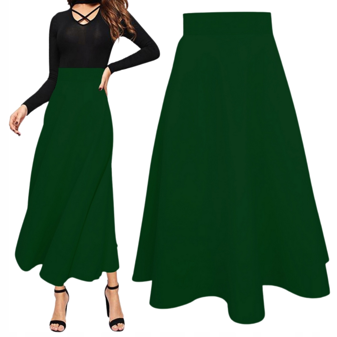 XXL 83 cm Lahvová zelená sukně s půlkruhem maxi dlouhá gala plesová 44