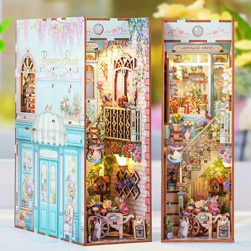 Miniaturowy Domek Book Nook Francuska Kwiaciarnia Układanka 3D Podpórka
