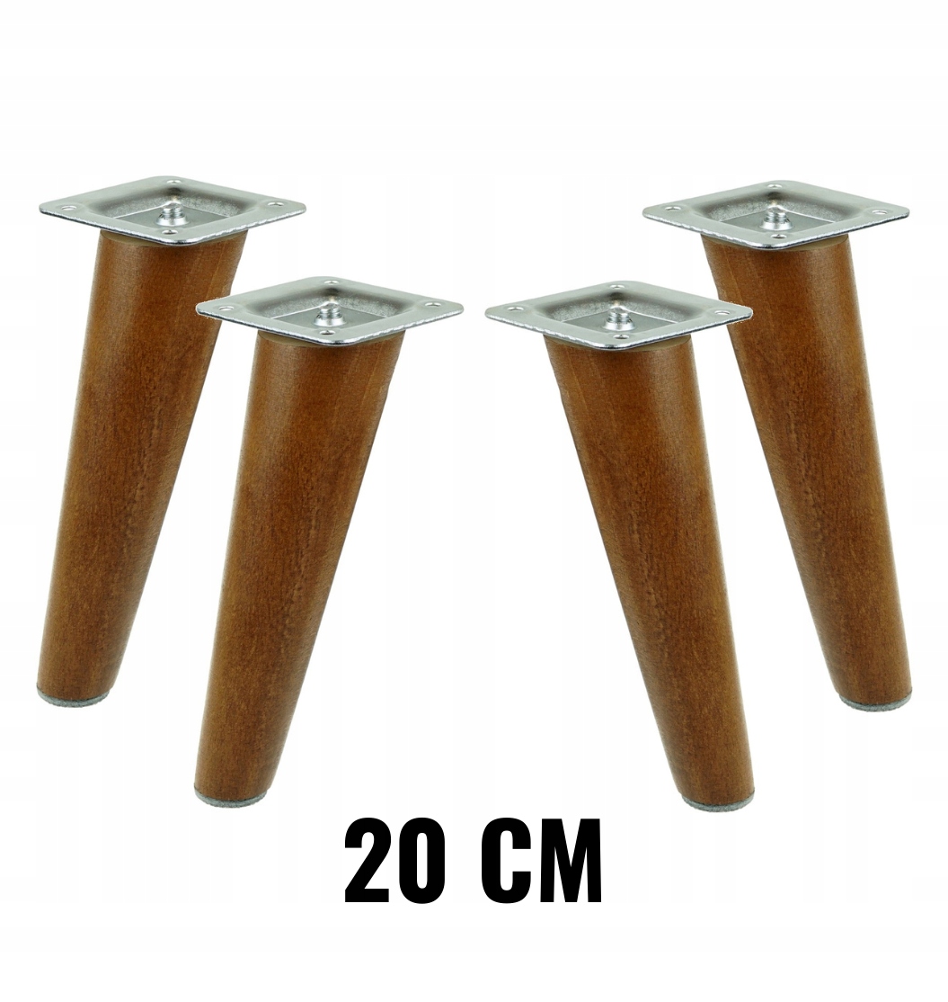 

Nogi drewniane bukowe orzech skośne zestaw 20 cm