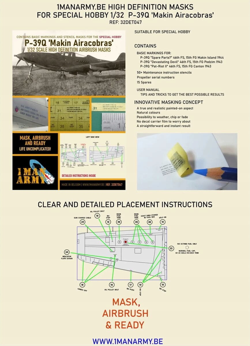 Masky P-39Q Makin Airacobras 1:32 1 Man Army 32DET047