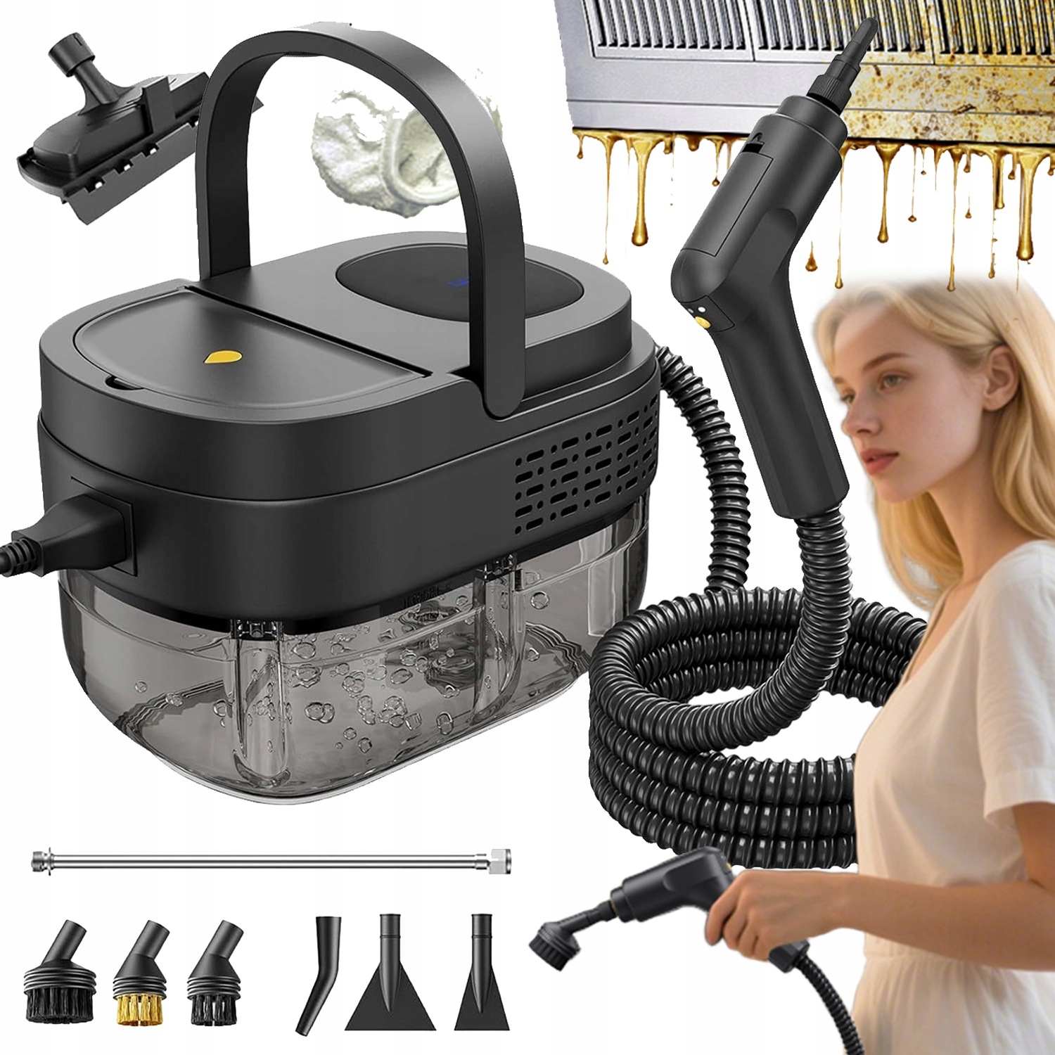 Výkonný Parní Čistič 2500 W Pro Čištění A Odstraňování Nečistot 100 °C