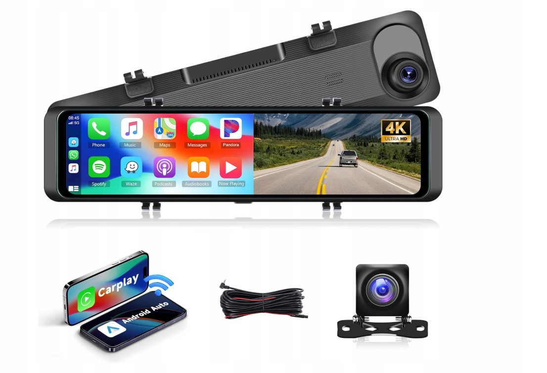 Autokamera Rimoody 4KMirror Dashcam s bezdrôtovou funkciou Carplay