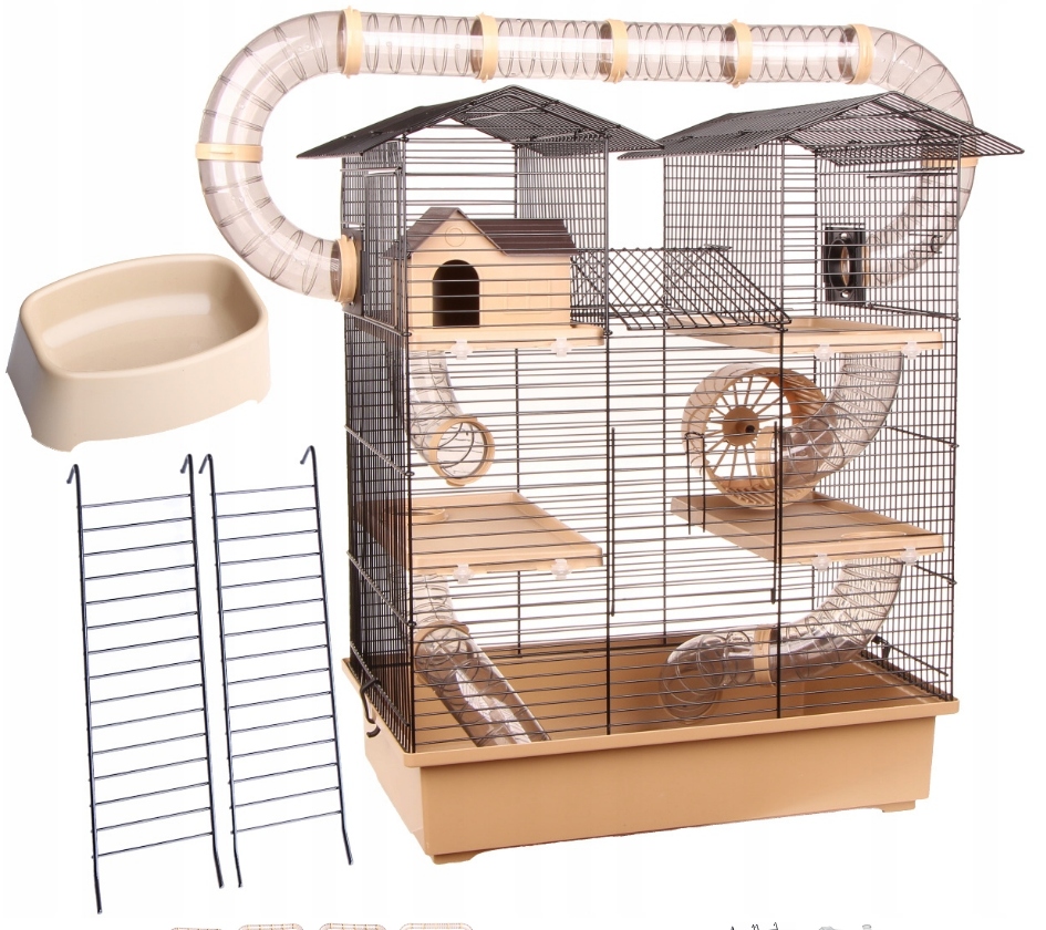 Duża Tania Klatka Dla Chomika Myszy Piętra Tunel +domek Drabinki Kołowrotek