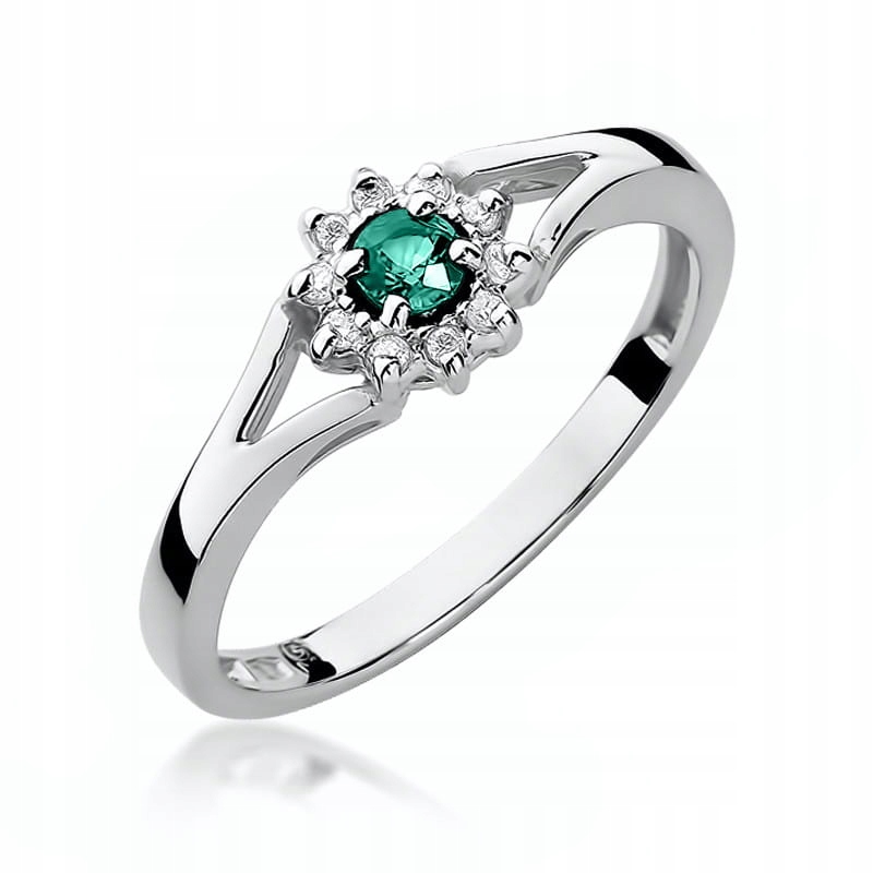 Prstýnek z bílého zlata se smaragdem r22