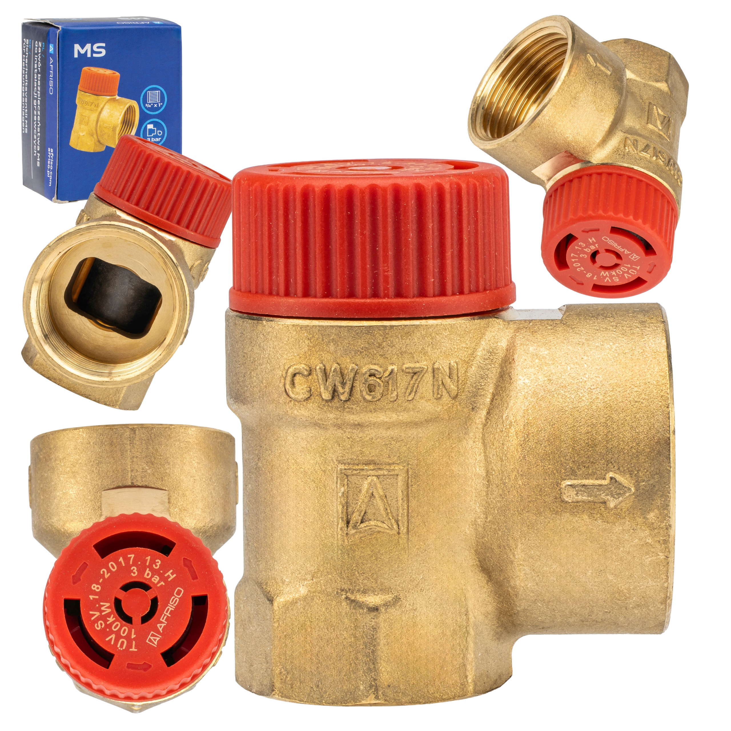 ZAWÓR BEZPIECZEŃSTWA DO C.O. MS 3,0 bar GW 3/4" x 1" GW MOSIĘŻNY AFRISO