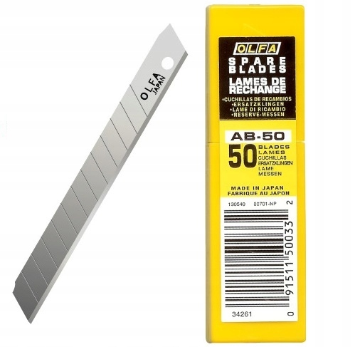 

Ostrza do noża Olfa AB-50 9mm Zestaw 50 sztuk