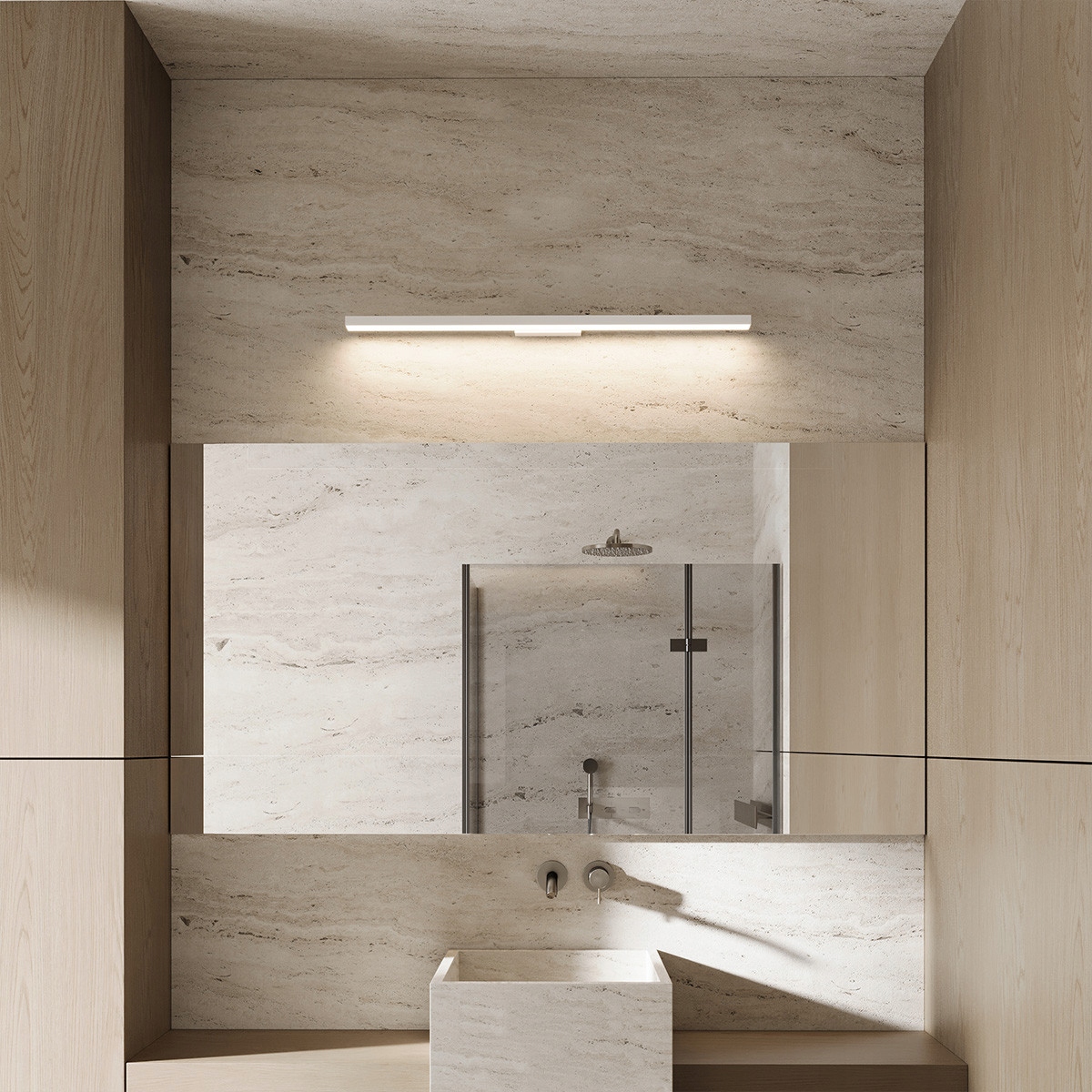 Dlouhá nástěnná lampa 92 cm do koupelny odolná vůči vlhkosti nad umyvadlem